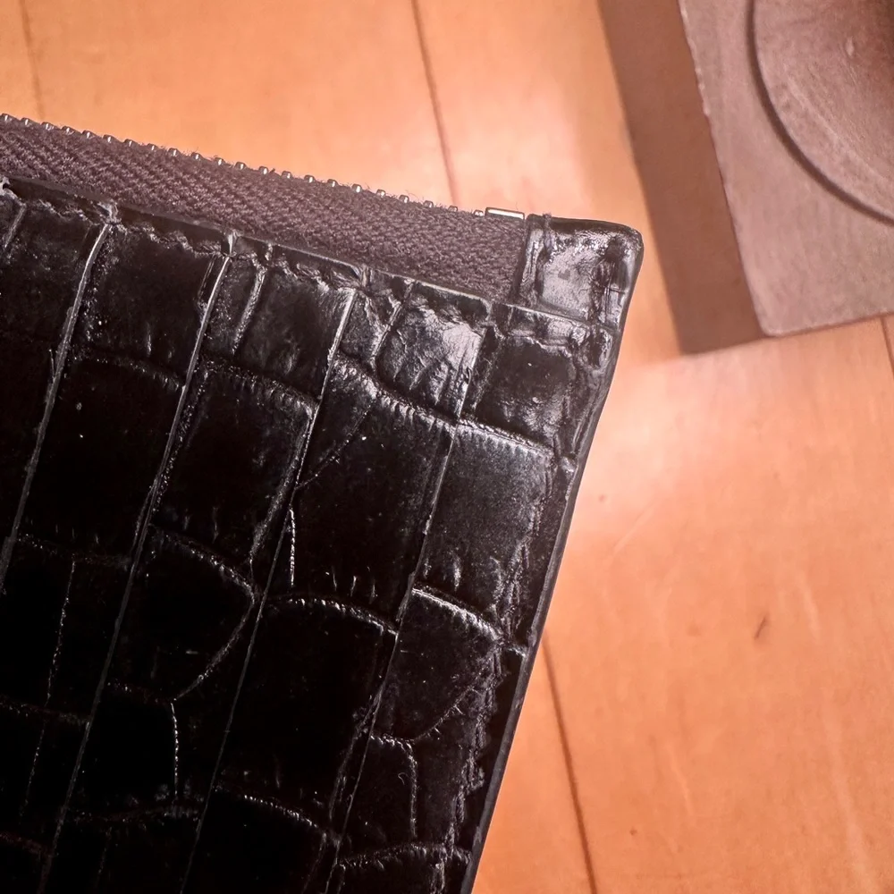 Saint Laurent Black Croc-Embossed card holder/wallet - Picture 8 of 16